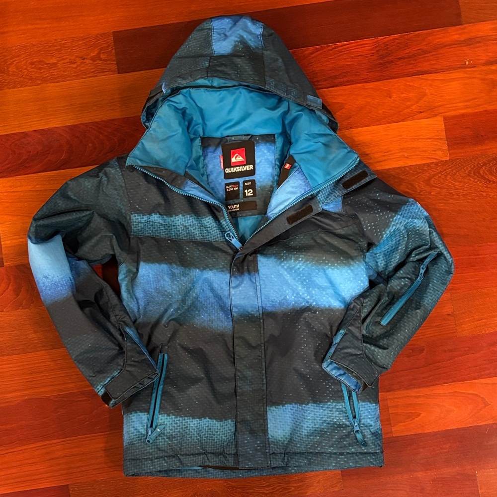 Quiksilver Kids Striped Blue and Black Ski/Snowboarding Jacket